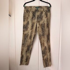 Ralph Lauren Snake-Print Skinny Jeans in Tan and Black sz8